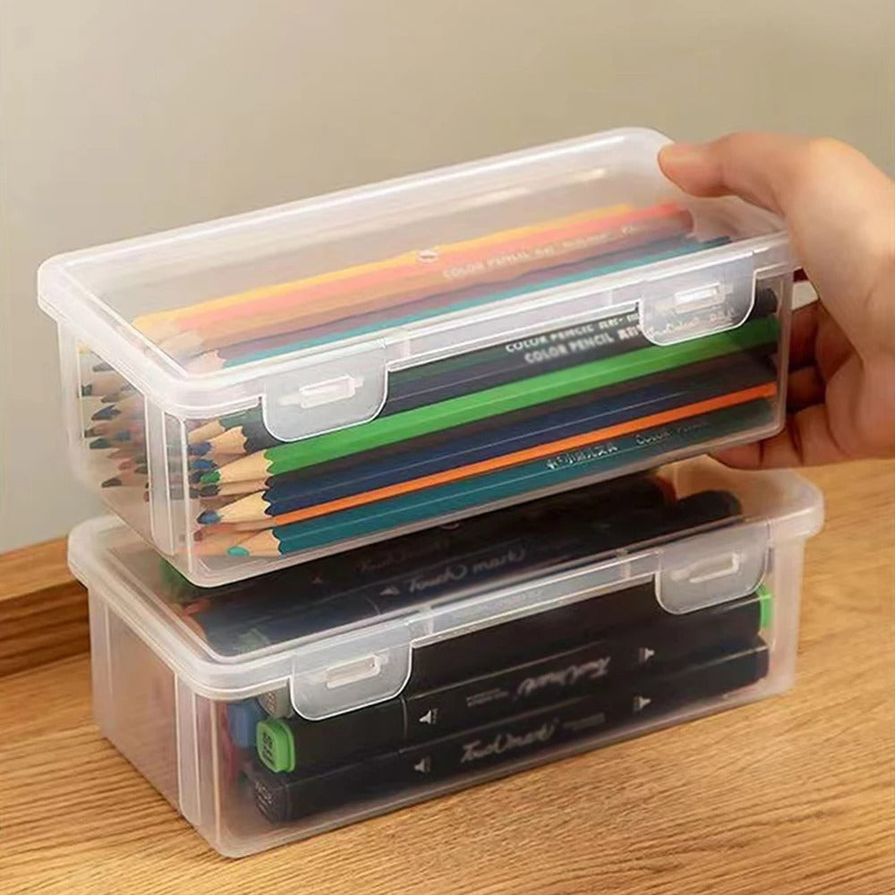 Translucent PencCase Large Capacity Lightweight Convenient for School Supplies Storage Pen Box Organizer Box