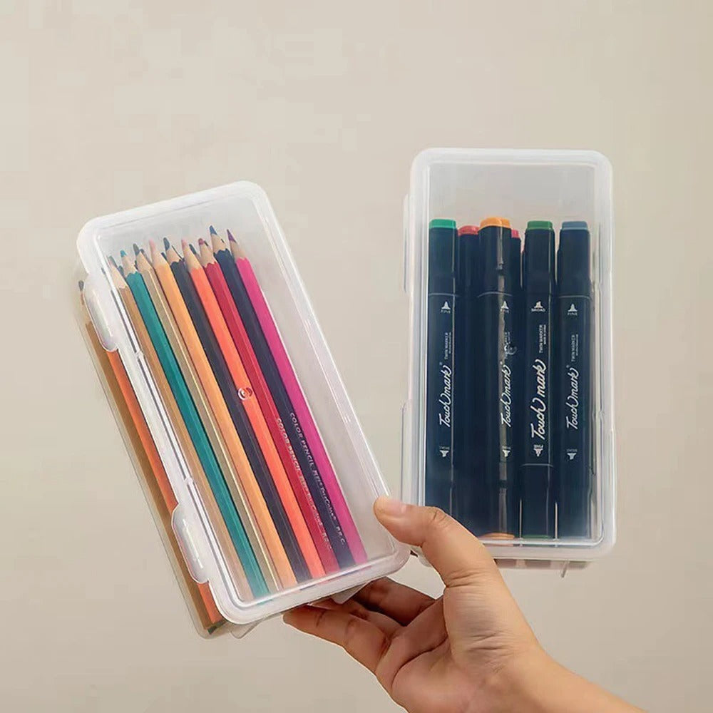 Translucent PencCase Large Capacity Lightweight Convenient for School Supplies Storage Pen Box Organizer Box