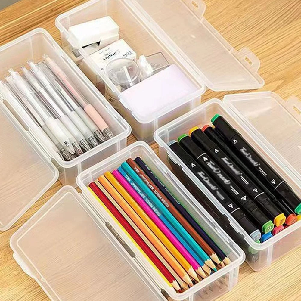 Translucent PencCase Large Capacity Lightweight Convenient for School Supplies Storage Pen Box Organizer Box