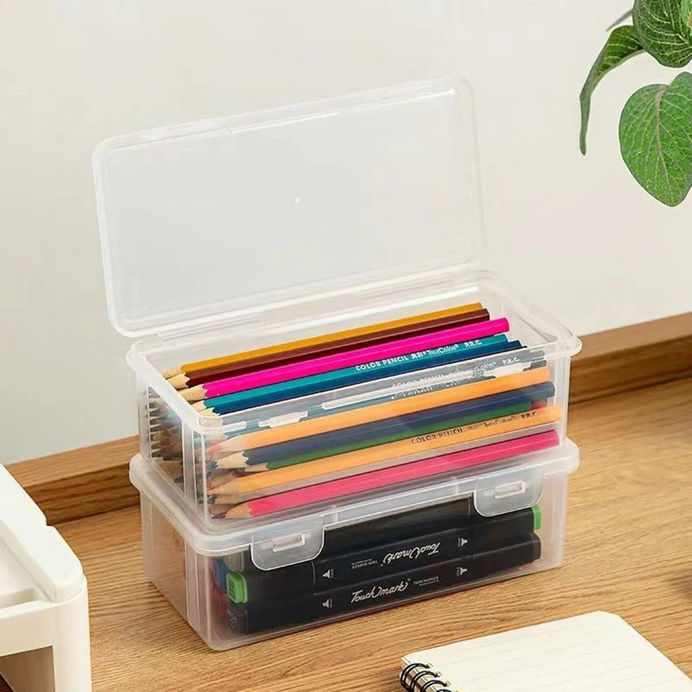 Translucent PencCase Large Capacity Lightweight Convenient for School Supplies Storage Pen Box Organizer Box