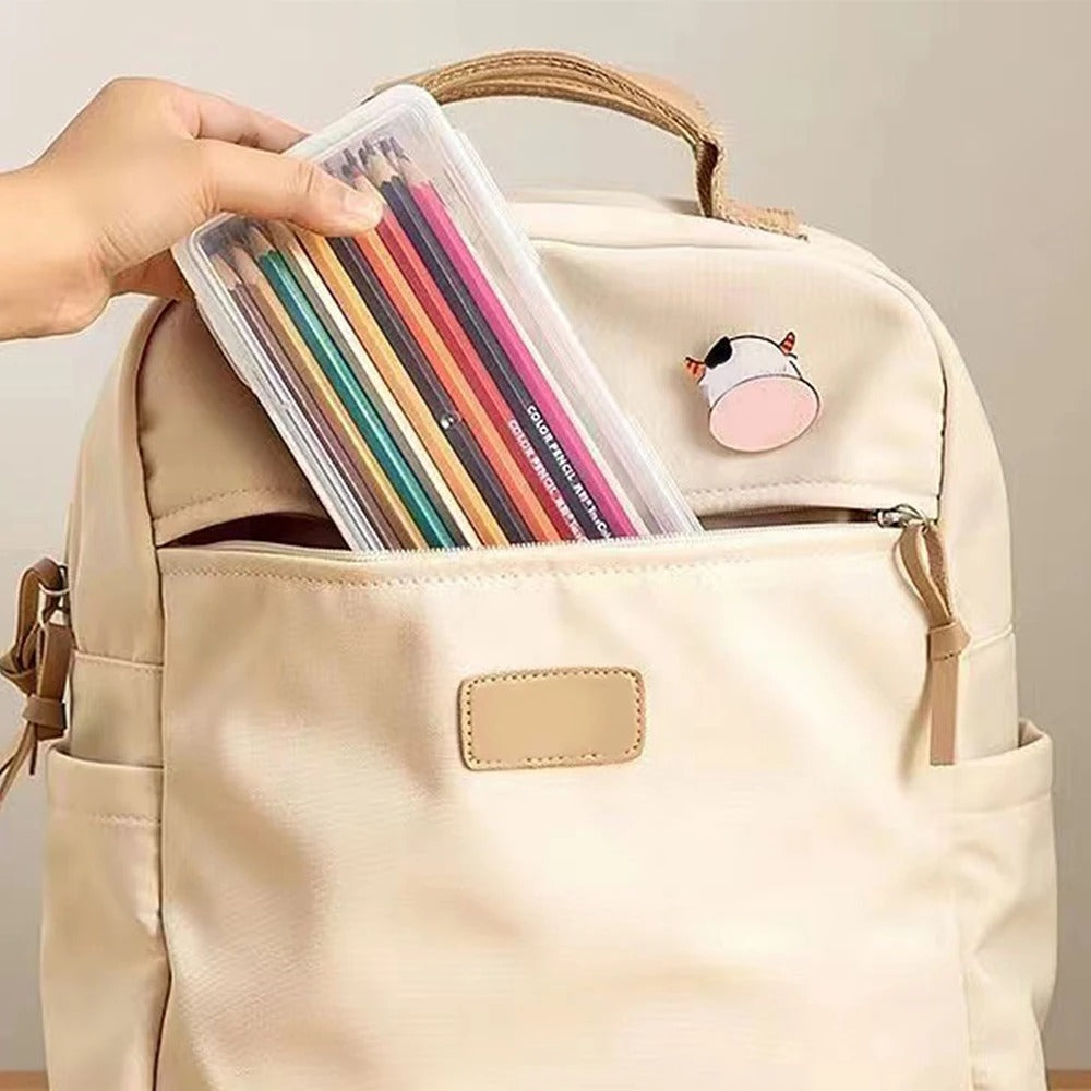 Translucent PencCase Large Capacity Lightweight Convenient for School Supplies Storage Pen Box Organizer Box