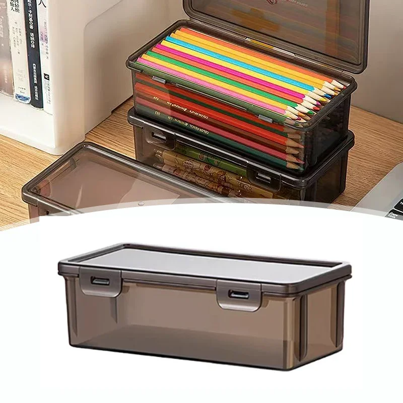 Translucent PencCase Large Capacity Lightweight Convenient for School Supplies Storage Pen Box Organizer Box