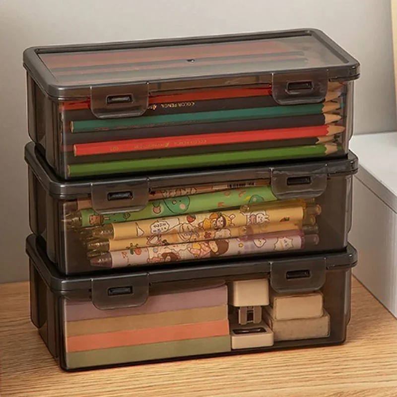 Translucent PencCase Large Capacity Lightweight Convenient for School Supplies Storage Pen Box Organizer Box