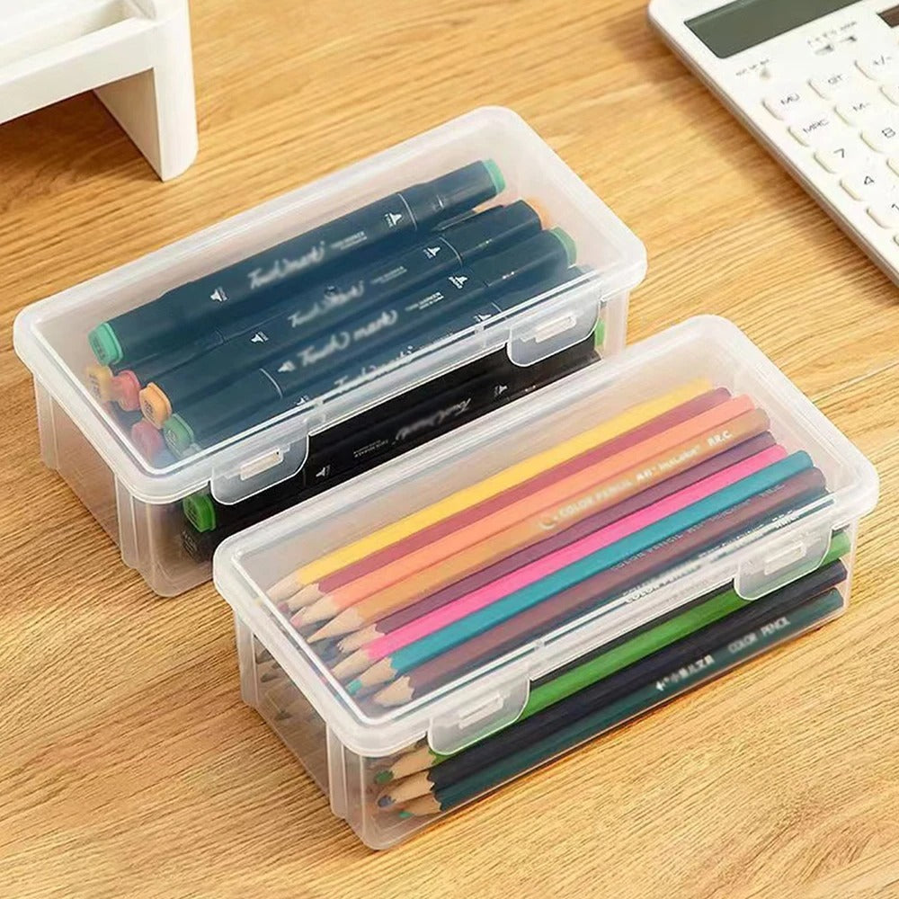 Translucent PencCase Large Capacity Lightweight Convenient for School Supplies Storage Pen Box Organizer Box