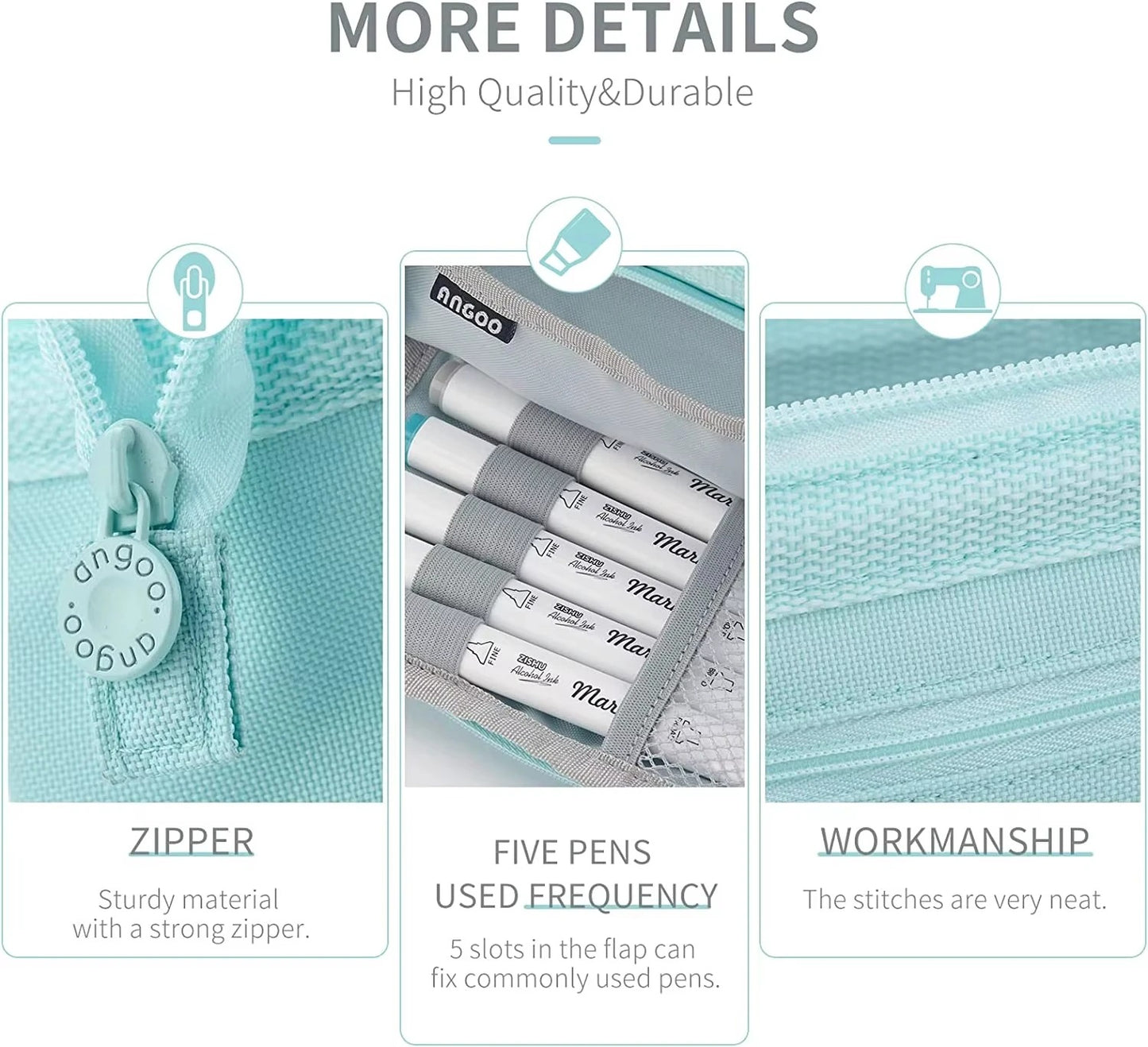 Large Capacity Pencil Case Durable Canvas for Student Stationery Double-deck Pen Pouch Storage Bags School Supplies