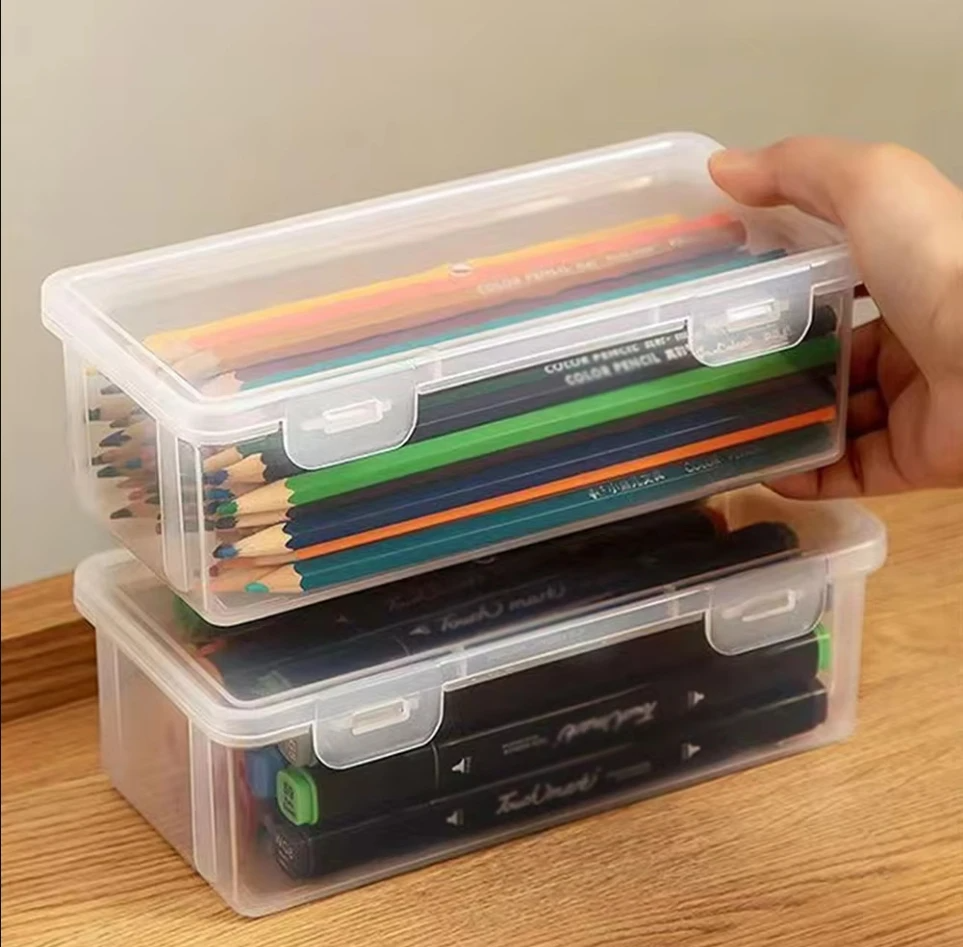 Translucent PencCase Large Capacity Lightweight Convenient for School Supplies Storage Pen Box Organizer Box