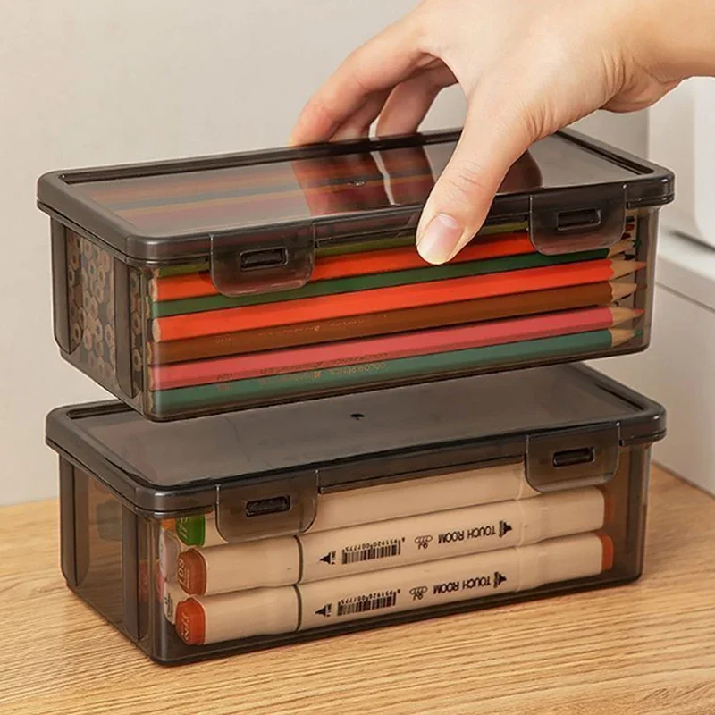 Translucent PencCase Large Capacity Lightweight Convenient for School Supplies Storage Pen Box Organizer Box